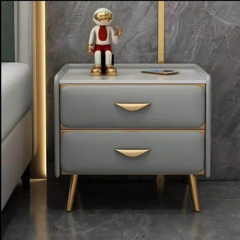 High-grade solid wood bedside table Bedroom household bedside table Storage cabinet Simple modern scratch-proof slate desktop