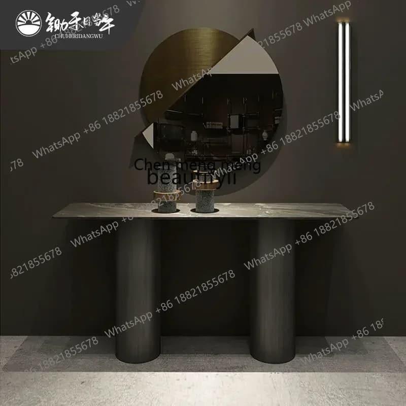 D178 Italian minimalist light luxury non-embroidered steel entrance platform rock slab entrance table corridor end view platfo