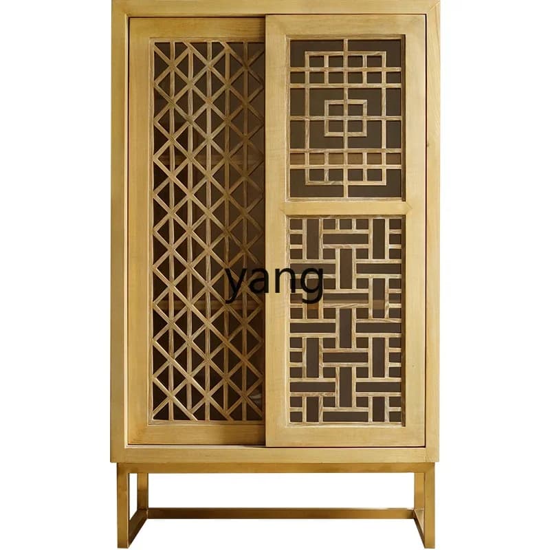 LTT Chinese Style Solid Wood Vintage Wine Cabinet Tea Cabinet Living Room Sideboard Cabinet Wall-Mounted