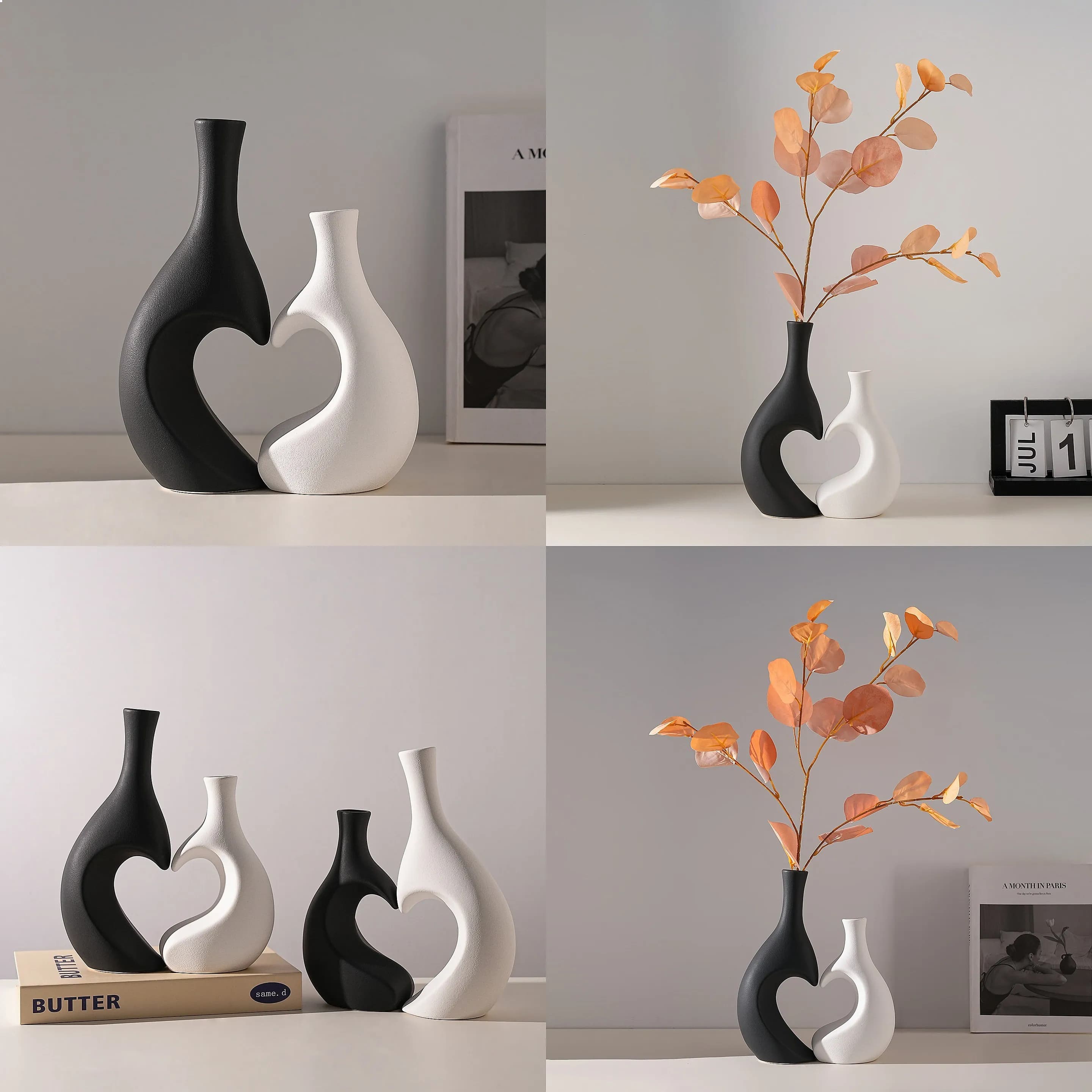 Creative Heart Shape Flower Vase, Luxury Home Decor for Living Room, Entryway, TV Cabinet, Table