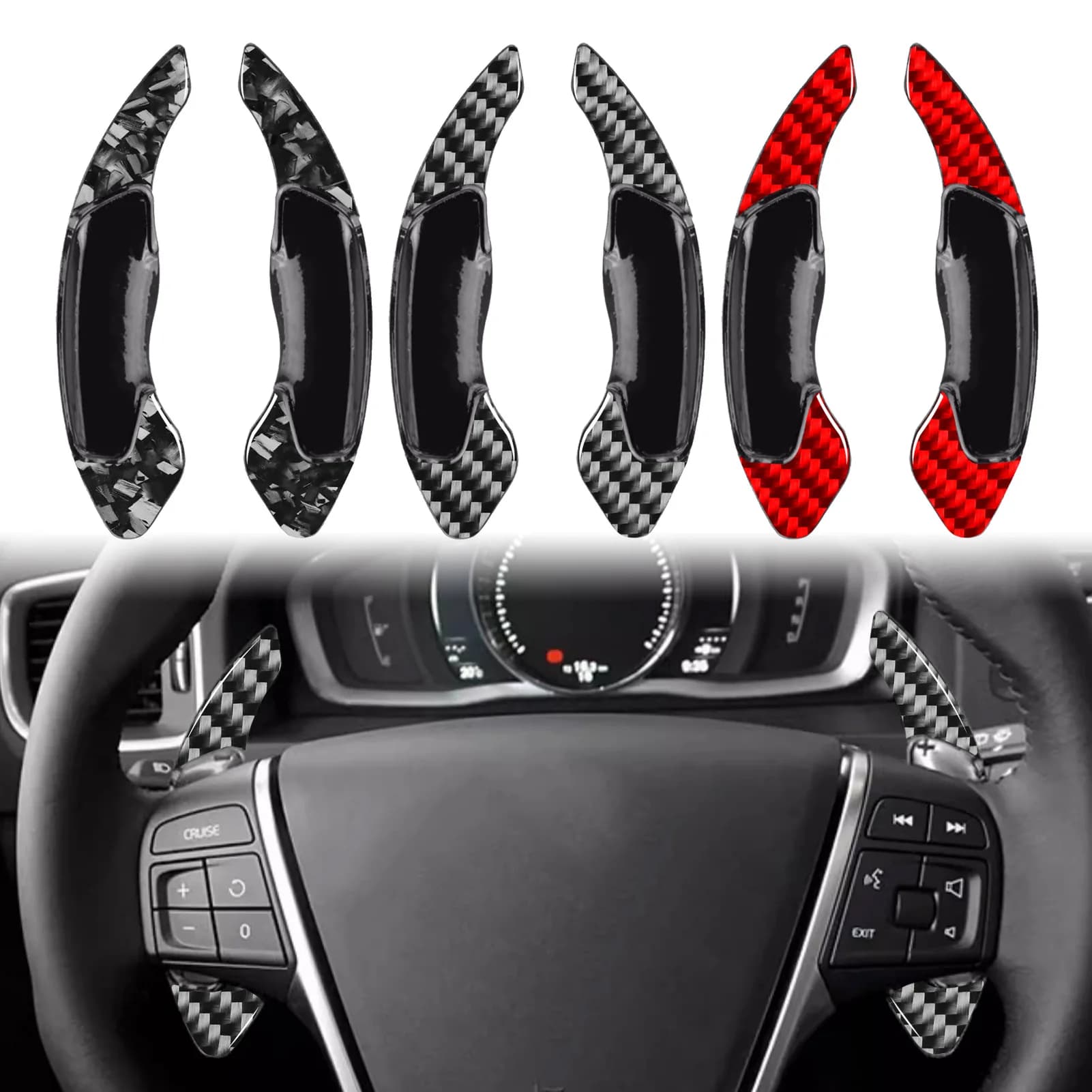 For Volvo XC90, XC60, XC40 carbon fiber shift paddles, steering wheel control modification, interior sticker