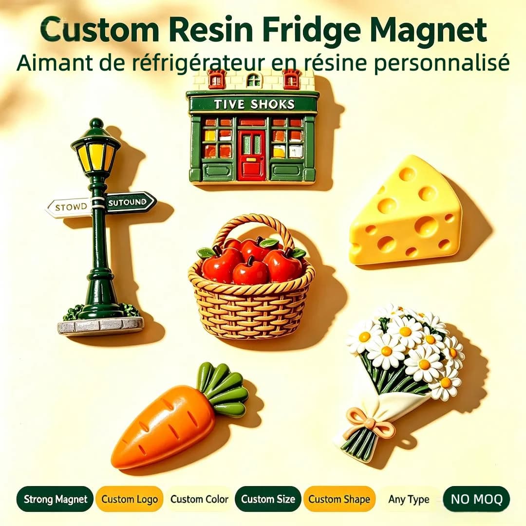Custom Resin Fridge Magnet Creative 3D Magnetic Sticker Resin Magnetic Refrigerator Sticker Resin Crafts Collection Home Decor