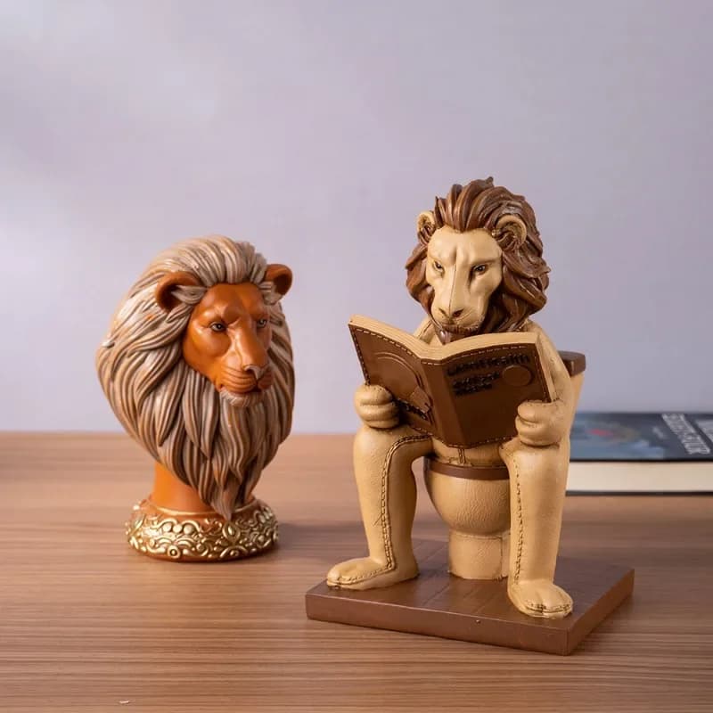 Nordic Creative Lion Statue Ornaments,Resin Animal Ornament,Home Living Room foyer Bookcase Desktop Decoration Crafts home decor