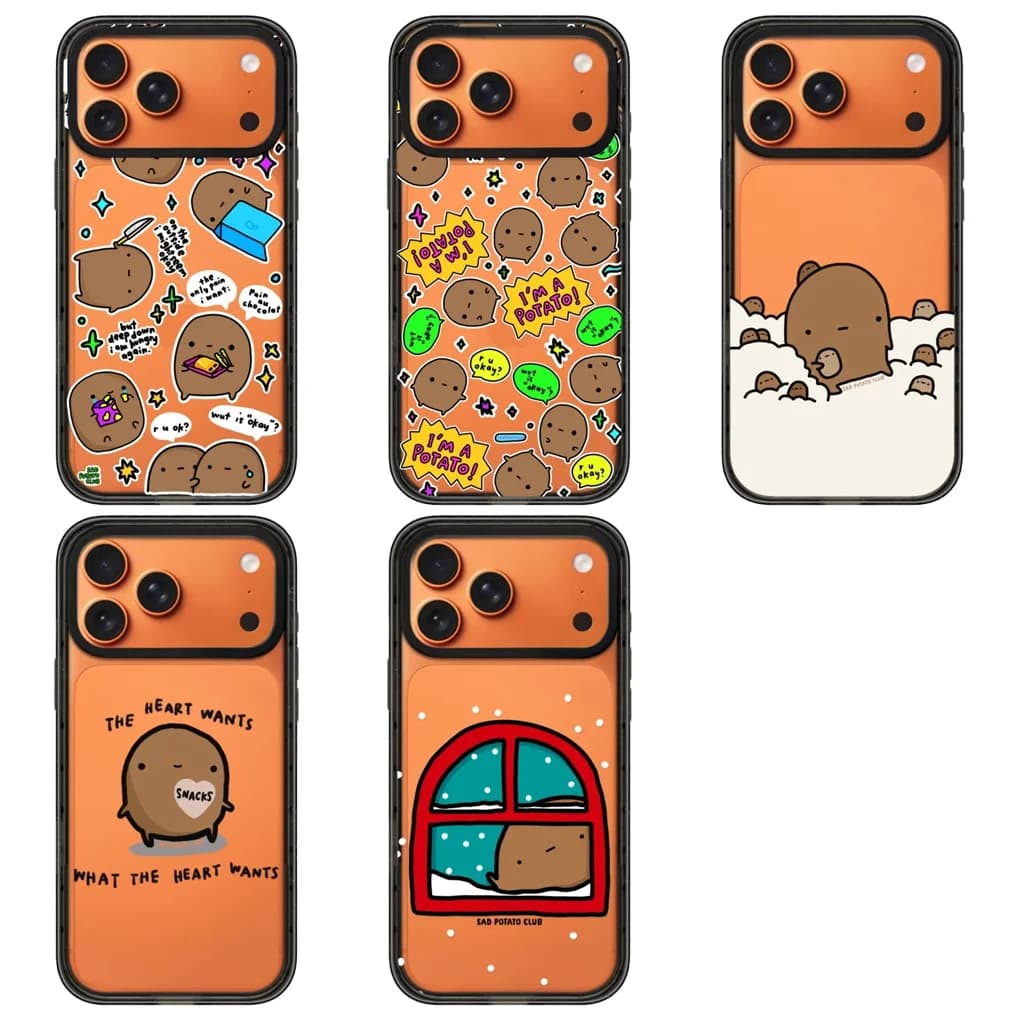 Cute Cartoon Potato 2.0 Acrylic Black Border Phone Cover for IPhone 12 13 14 15 16 17 Pro Max Case for IPhone 17 Air