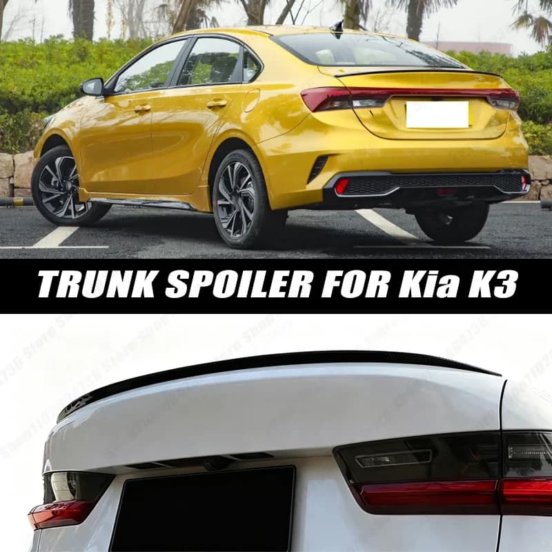120CM Glossy Black Soft Rubber Universal Rear Trunk Spoiler 5D Carbon Look Tail Wing Fit For Kia K3 Car Accessories