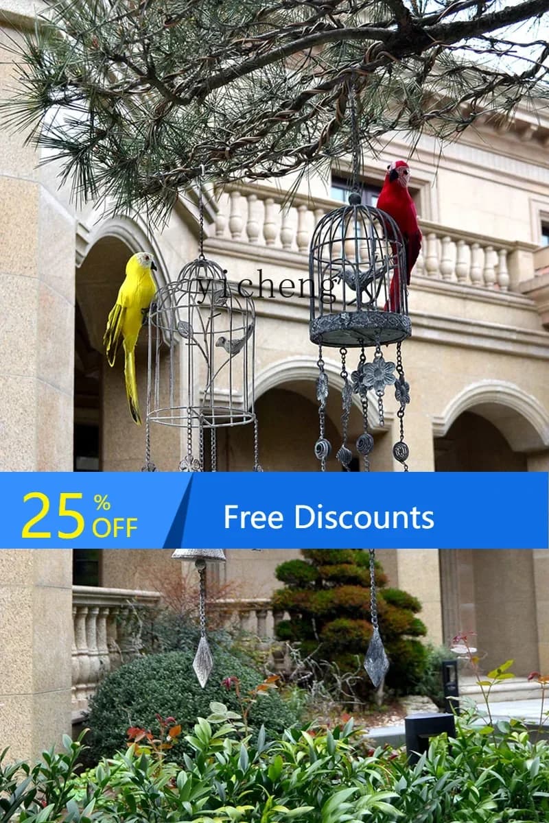 LYY Bird Cage Wind Chimes Grocery Pendant Courtyard Villa Balcony Country Yard Decoration