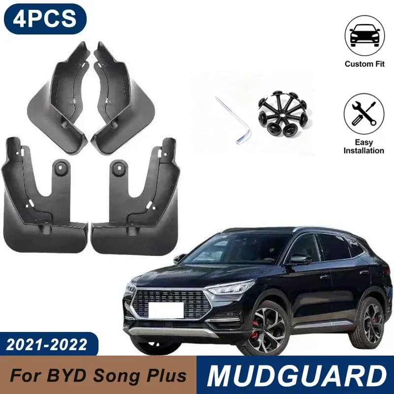 4PCS Car Mud Flaps For BYD Song Plus 2021-2022 Waterproof Anti-Splash Fender Mudguards Auto Exterior Accessories