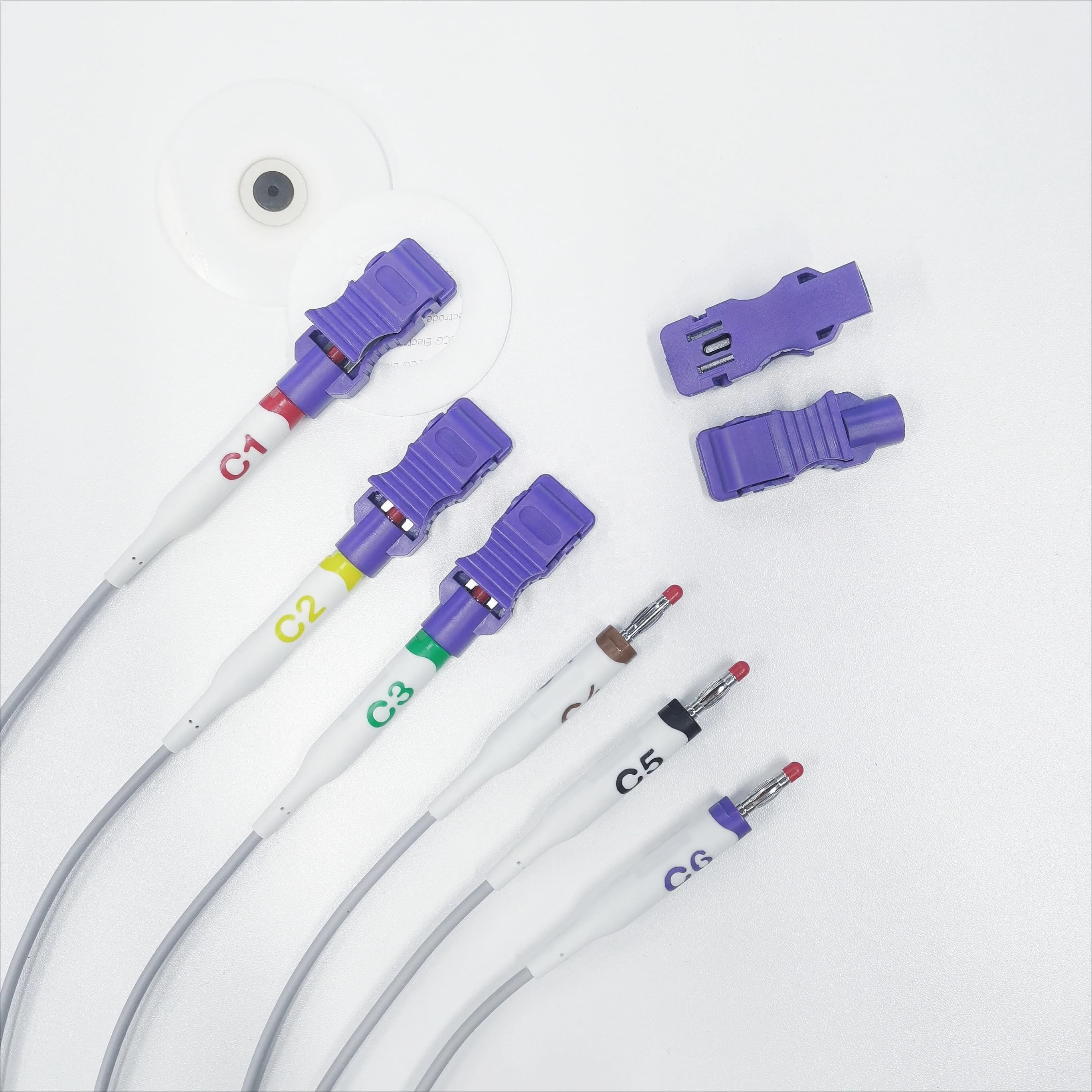 EKG Electrode Multi-function ECG Tab Adapter Adult Limb Clamp Multi Function 10 Pcs/set Purple