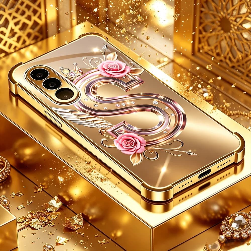 Pink flower crystal S Tempered Glass TPU Fashion phone case for Samsung Galaxy S26/S25/S24/S23/S22/S21 FE Ultra Plus Shockproof