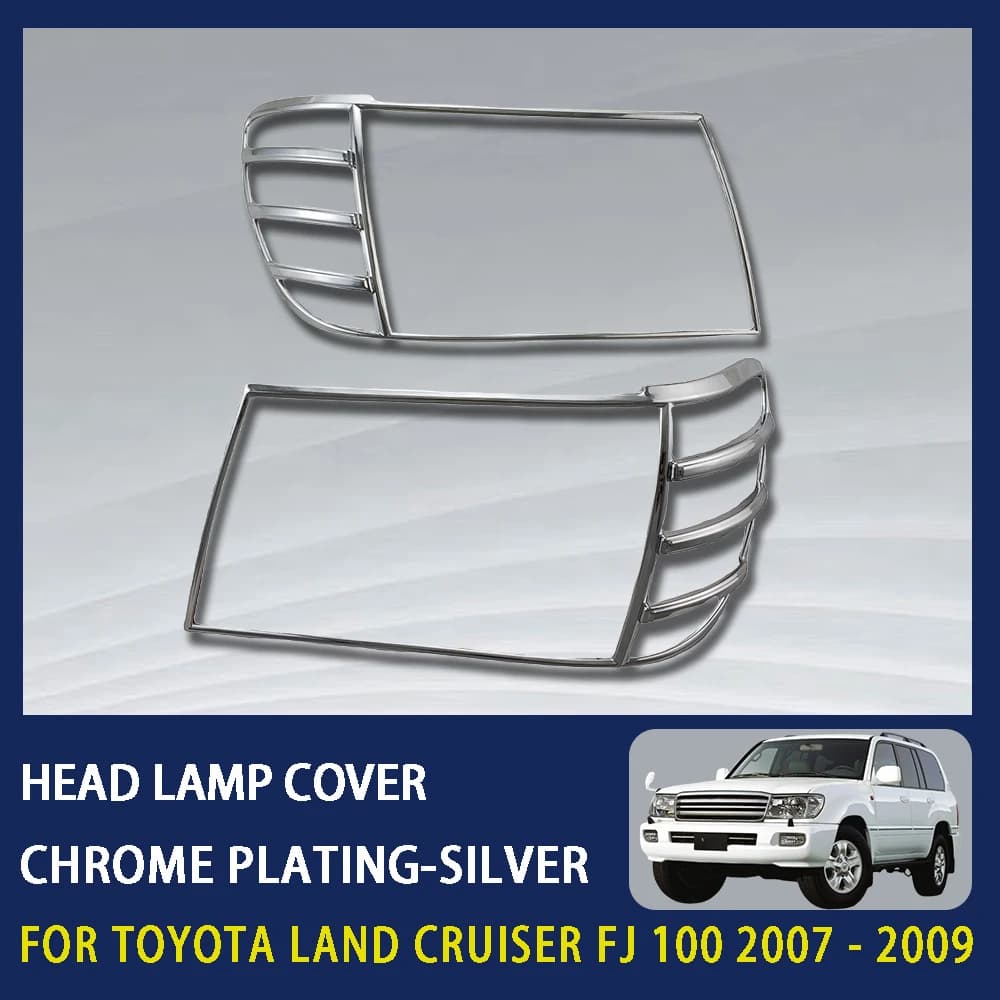 Chrome Plated Silver Car Head Lamp Cover Trim For Toyota Land Cruiser Fj100 LC100 2007 - 2009 Car Accessories Exterior Decorate