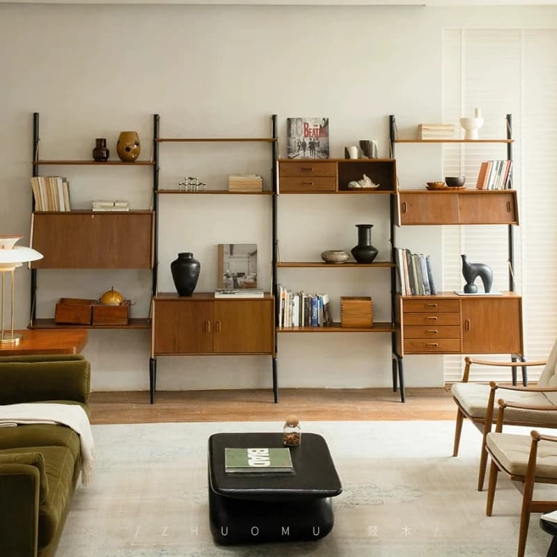 Medieval retro style combined cabinet multi-functional modular storage wall bookshelf