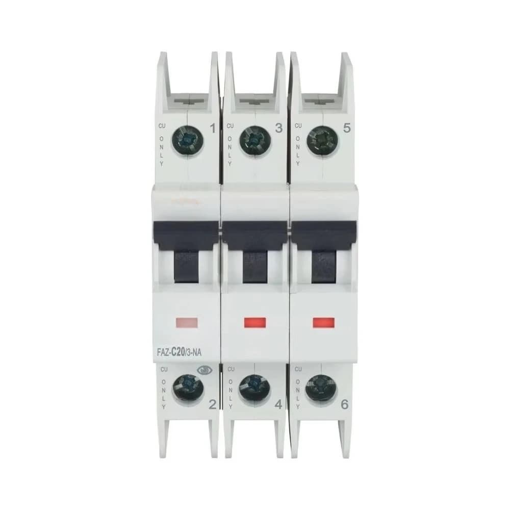 FAZ‑C20/3‑NA Miniature Circuit Breaker MCB, 20A 3P 480V C Curve, CE CCC ISO Certified for Industrial Power Distribution System