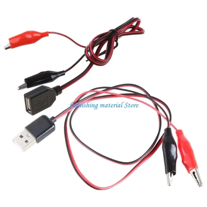Y5GD 2pcs USB Male Female to Alligators Clip Test Cables for 5V Device Power Supply