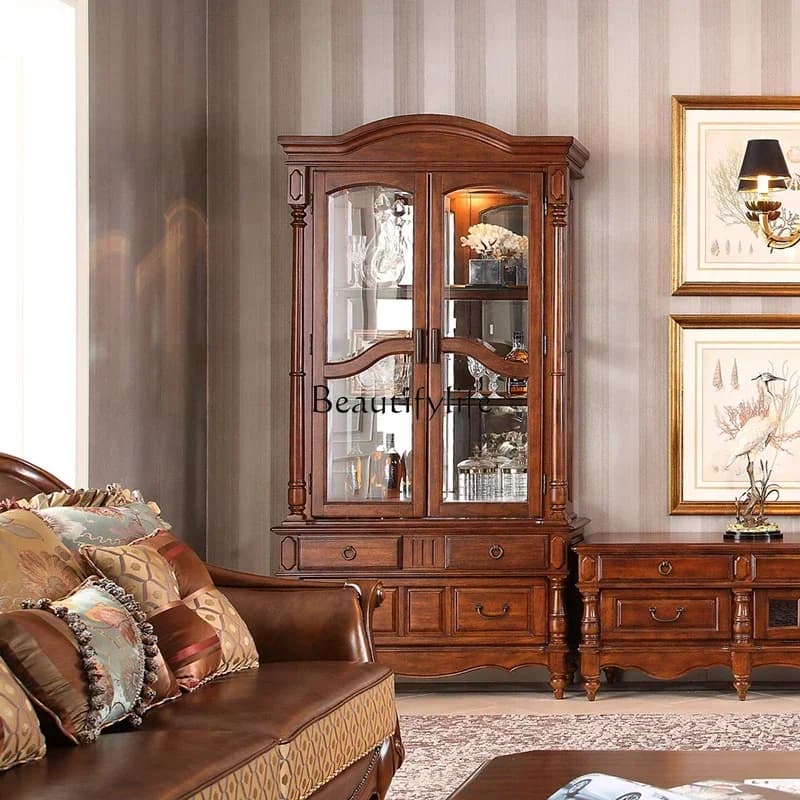 yj9  American home cabinet jewelry simple solid wood TV display cabinet