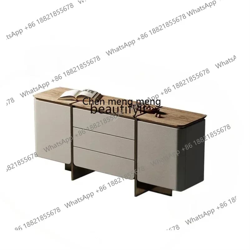 32Italian-style entrance cabinet light luxury home living room partition cabinet Italian designer walnut storage high cabinet