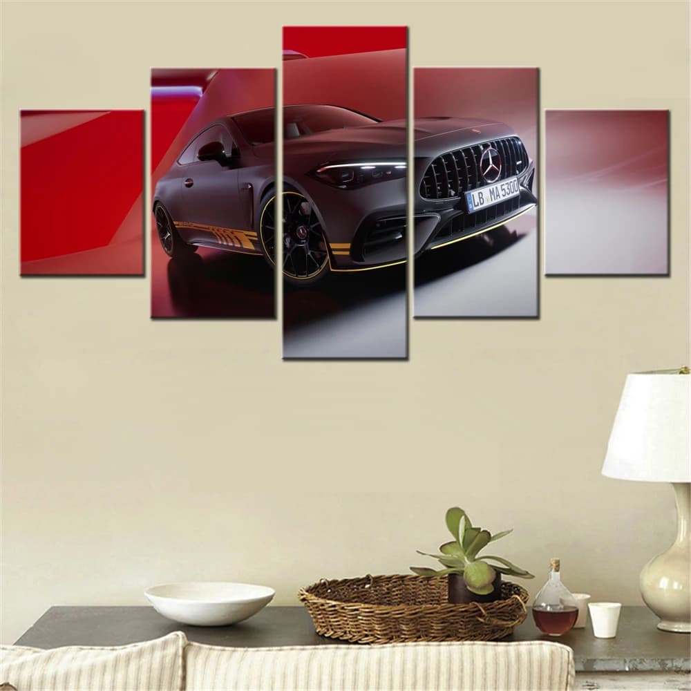 5 Pieces Canvas Wall Arts Poster Painting Cool Black Cars Coupe 2025 Wallpaper Home Decorative Picture Printing For Interior Art