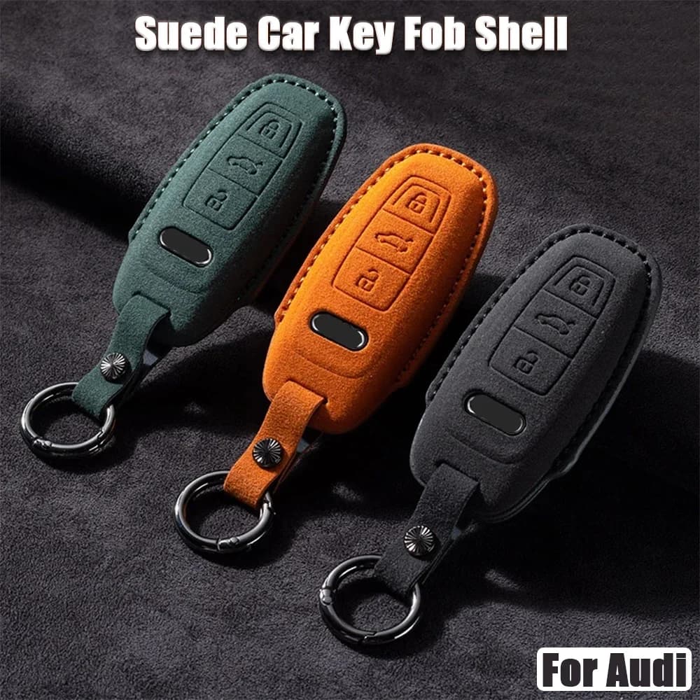 For Audi A3 A4 A5 B9 A6 A7 4K A8 Q3 Q4 Q5 Q8 C8 D5 SQ8 Car Remote Key Case Cover Suede Car Key Fob Shell Keychain Protection Bag
