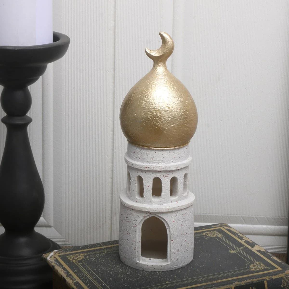 Golden Roof White Walls Sculpture Arabic Style Resin Castle Architectural Ornament Islamic Sculpture Home Decoration Gift