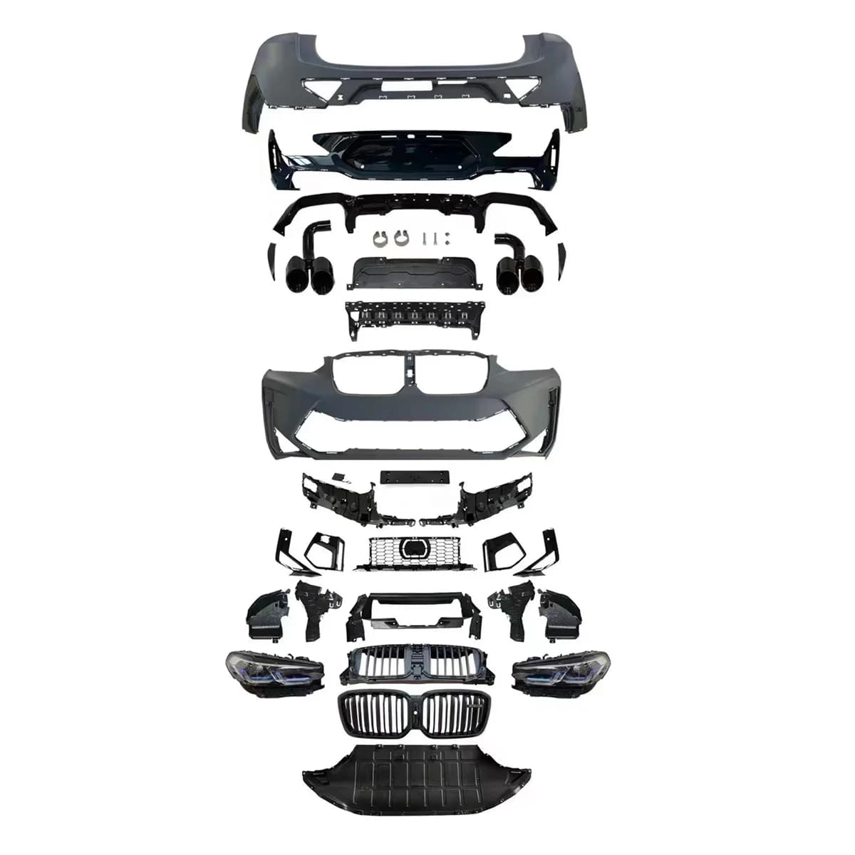 For G02 X4 2018-2021 Sport Upgraded F98 LCI X4M Bodykit Front Bumper Exhaust Pipes STLF Hot Selling Body Kit