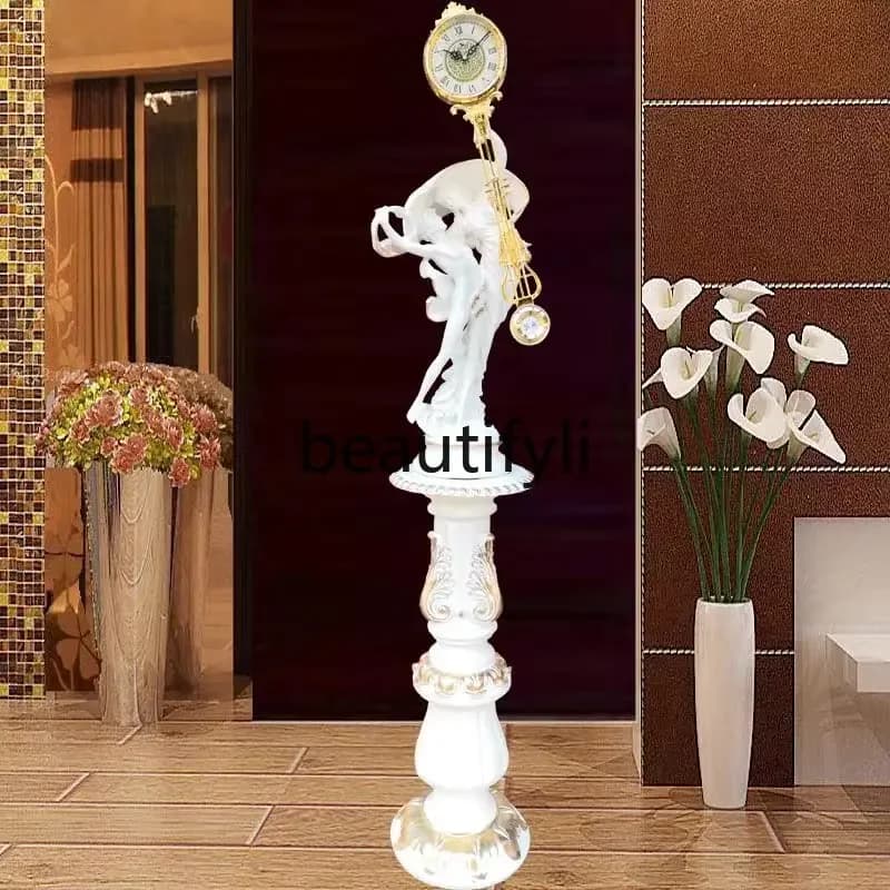 yj57 European Style Living Room Floor Clock Fashion Decorative Ornament European Art Vertical Large Table Clock