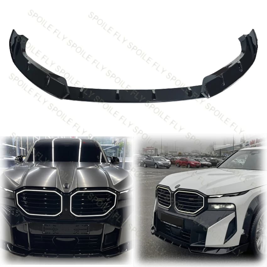 3X 2023 2024 2025 To Up for BMW XM G09 MP Design Style Car Front Bumper Lip Splitter Apron V.2 Spoiler By Gloss Black ABS