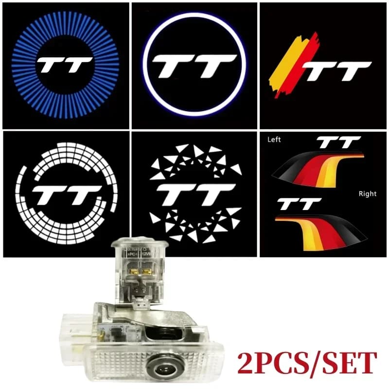 2Pcs HD LED Car Door Courtesy Logo Welcome Ghost Shadow Projector Lamps Styling Replacement For Audi TT Auto Decor Accessories
