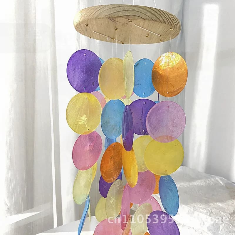 Creative Fresh Shell Wind Chimes Decorative Mirror Shell Simple Pastoral Style Living Room Study Balcony Decorative Pendant