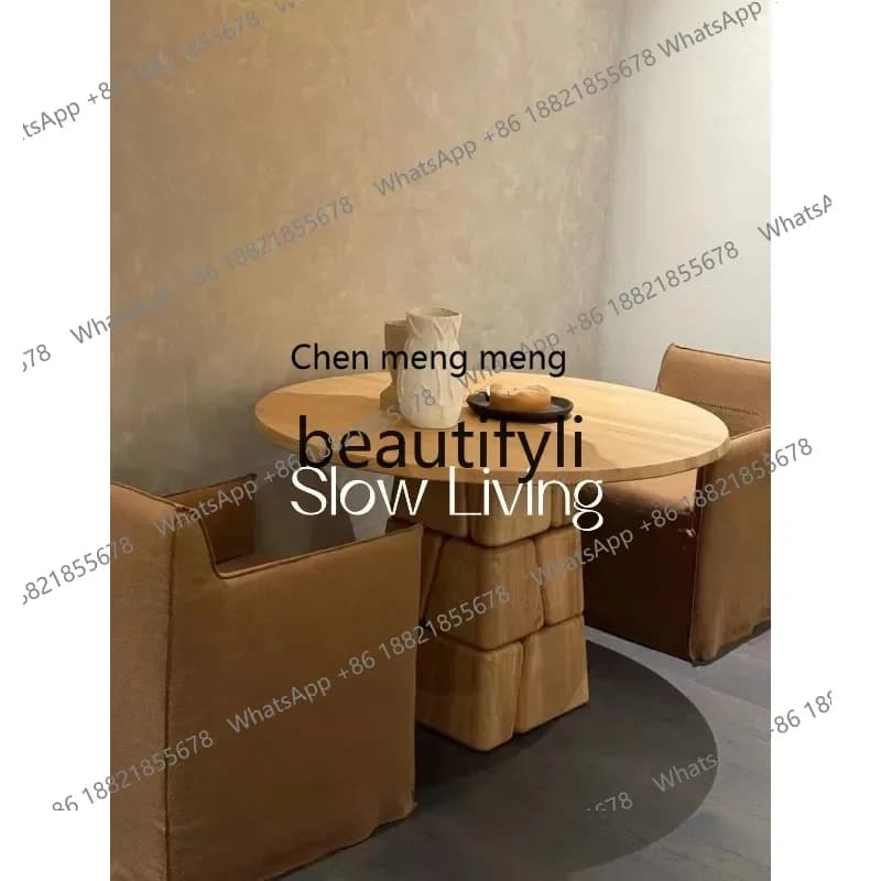 2003Medieval dining table solid wood negotiation table simple home designer high-end round table