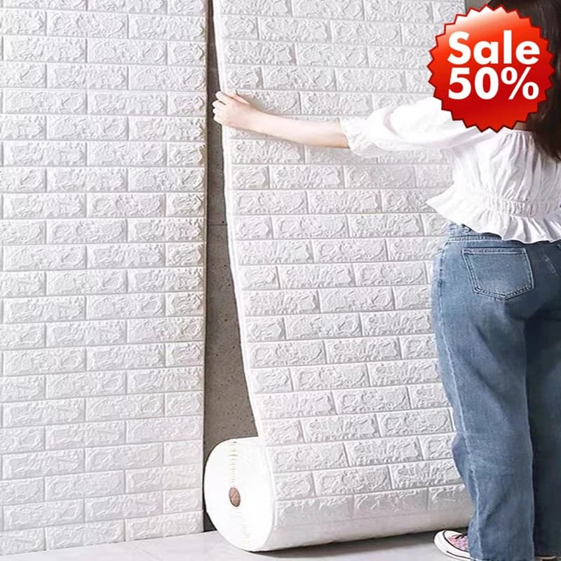 1-10M Self Adhesive 3D DIY Wallpaper Wall Stickers Soft Foam Brick White Vintage Wall Living Bedroom Home Decor Stickers Muraux