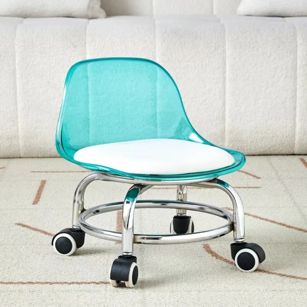Toddler Stool Acrylic Low  Universal Wheel Silent Wheel Kid  Pulley 360° Rotation Floor  Living Room