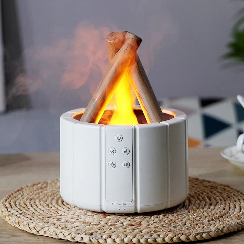 3D Simulated Fire Bonfire Humidifier 250ml Air Humidificador Flame LED Lamp Aroma Diffuser with Remote Control