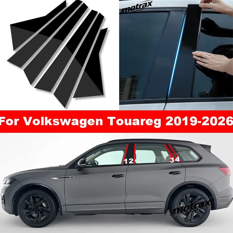 For Volkswagen VW Touareg 2019 2020 2021 2022 2023 2024 2025 2026 Car Window B C Pillar Post Cover Trim Stickers Door Column
