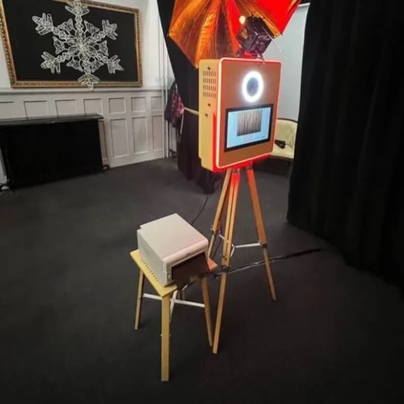 Wooden photo booth wedding