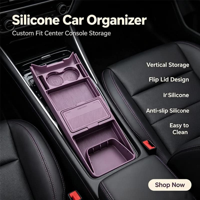 For iCAR V27 2026 Center Console Lower Storage Box, Drop-in Silicone Organizer Tray with Sunglasses Holder