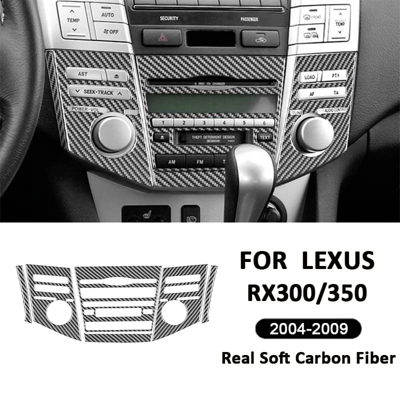 Carbon Fiber Car Central Console Air Conditioning Control Panel Trim Frame Decoration Sticker For LEXUS RX300 RX350 2004-2009