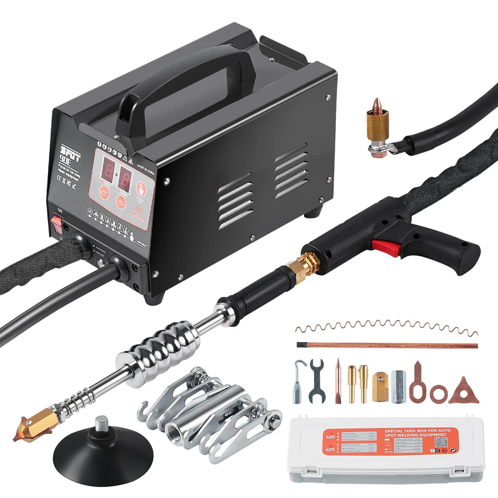 Stud Welder Dent Repair Kit 3KW Car Dent Puller w/ Auto/Manual Welding 7 Versatile Modes Auto Body Spot Welding Machine