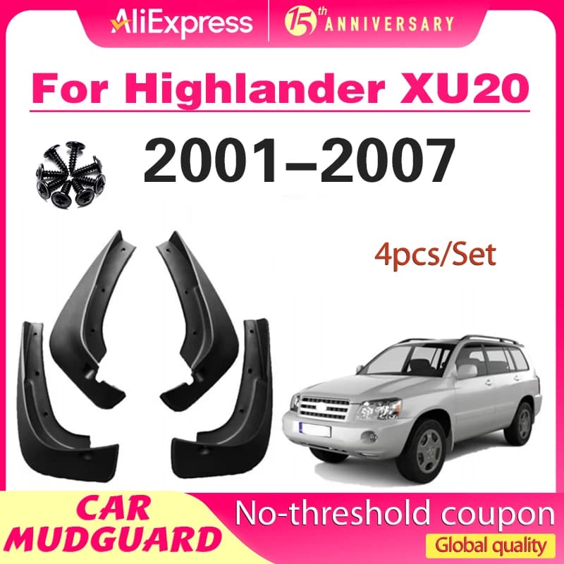 Retail WholesaleBulk savings Car Mud Flap For Toyota Highlander Kluger 2001 2002 2003 2004 2005 2006 2007 XU20 Front Rear Mud F