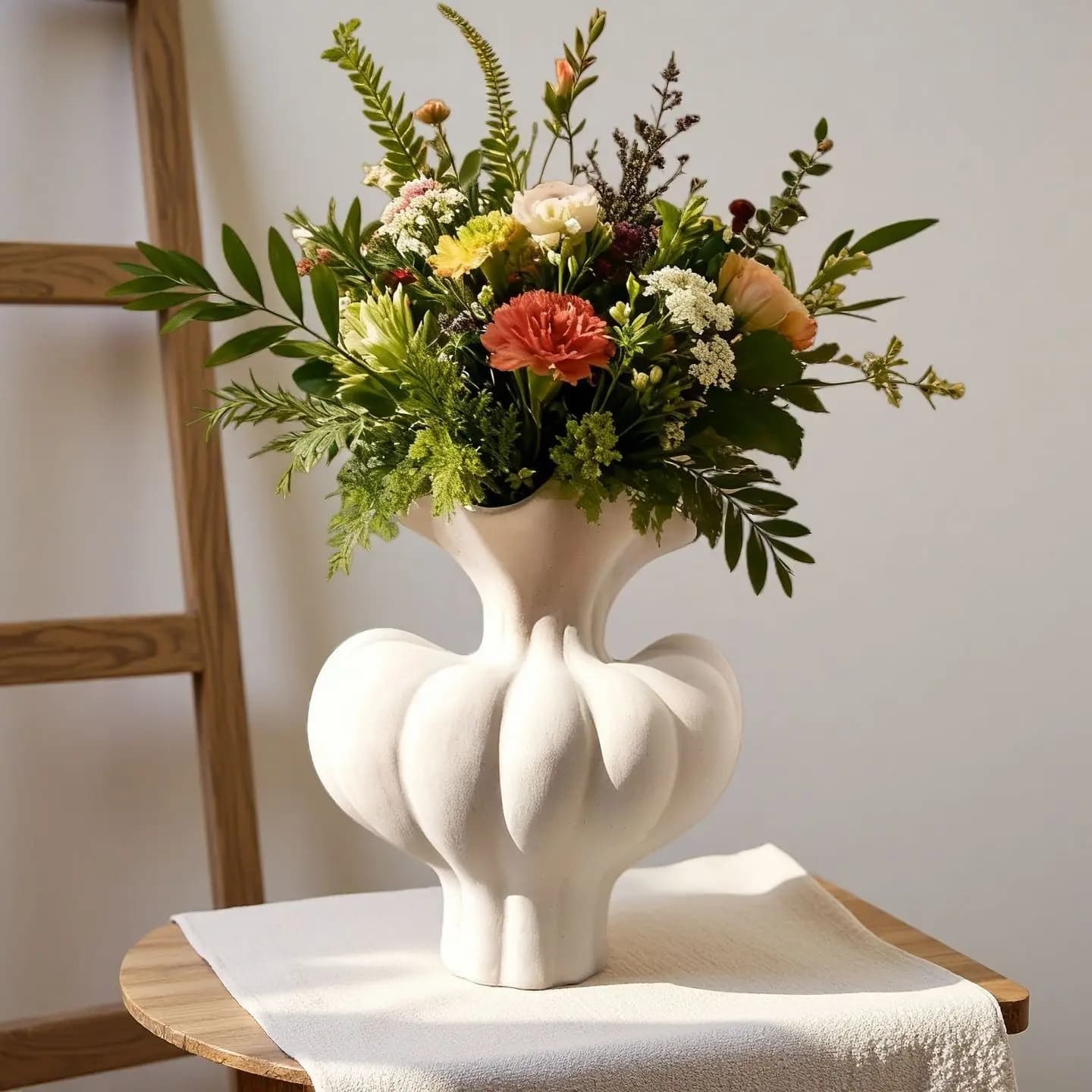 French Minimalist Ceramic Flower Vase Elegant Table Centerpiece Vessel Home Decor Gift for Women Anniversary Birthday Present