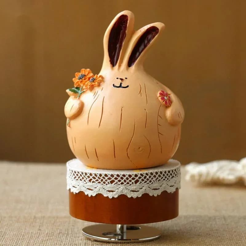 Christmas Musical Box with Spinning Fat Rabbit Sky City Theme Creative Bedroom Decor New Year Gift Idea Festive Ornament Magical