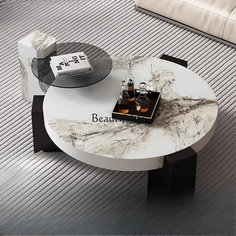 03 Modern simple living room household combination round coffee table