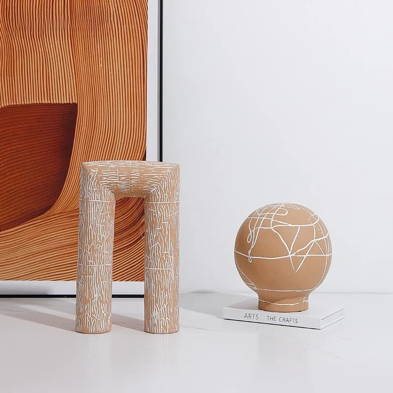 Nordic geometric lines, spherical ceramic ornaments, sales office, living room TV cabinet decoration crafts