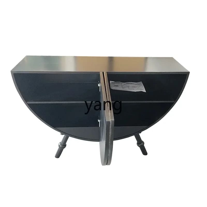 CX new Chinese style round entrance solid wood dining side tea cabinet bedroom bedside special-shaped cabinet
