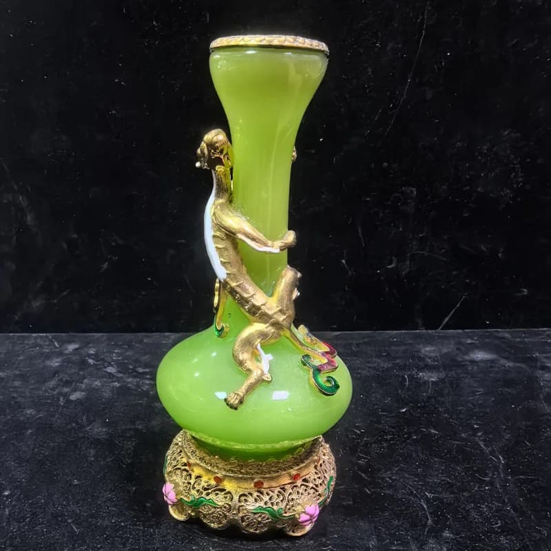 Antique-Style Handicrafts Factory Goods Live Streaming Luminous Stone Dragon Vase Chinese Style Home Decor Gift Wholesale