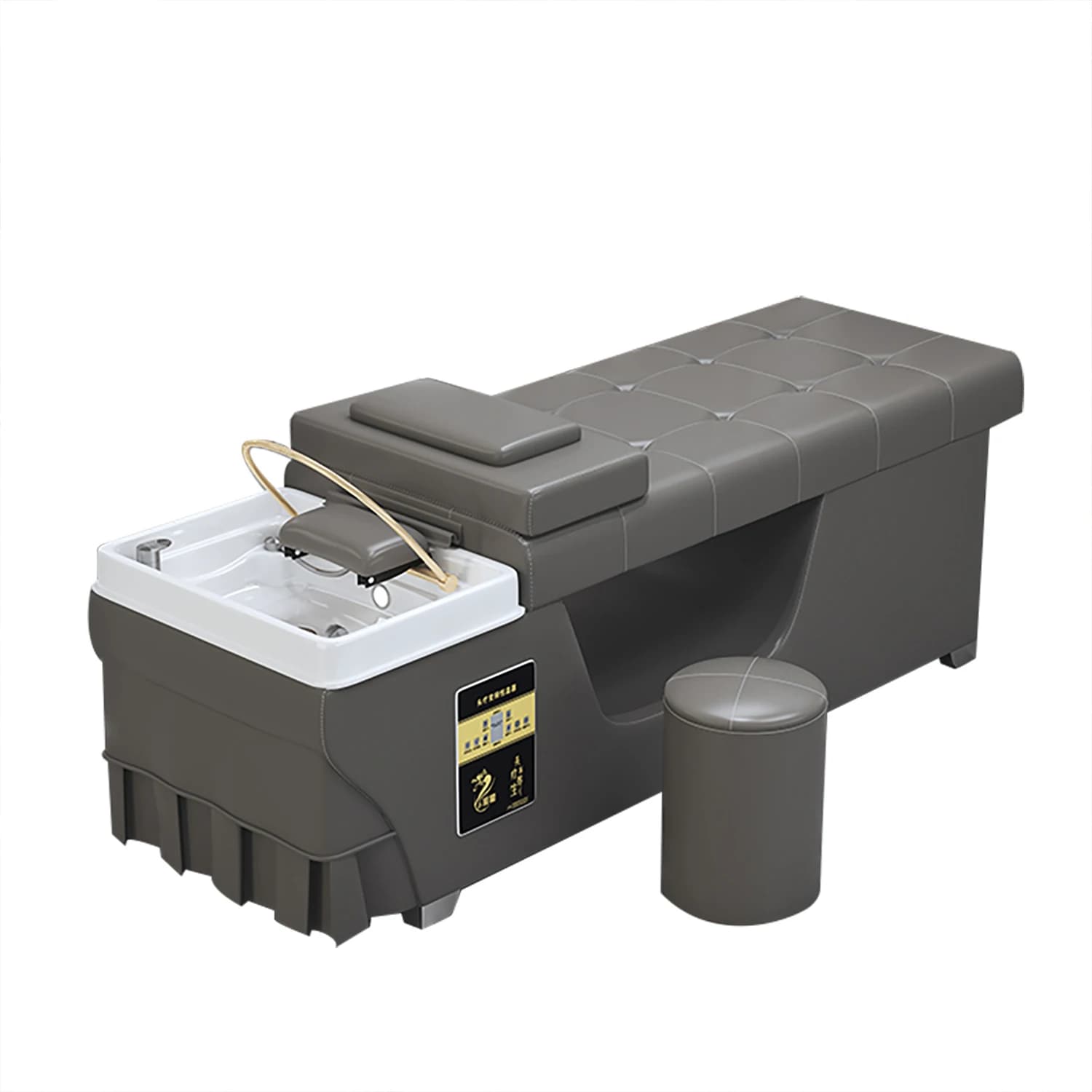 Salon Shampoo Station Sink and Bed Spa Head Water Therapy Hotel Scalp Bowl Grey Chair Lay Down Metal Beauty Salon Furniture
