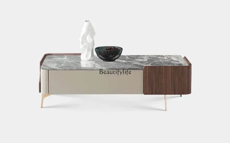 FGItalian light luxury marble long coffee table modern minimalist coffee table