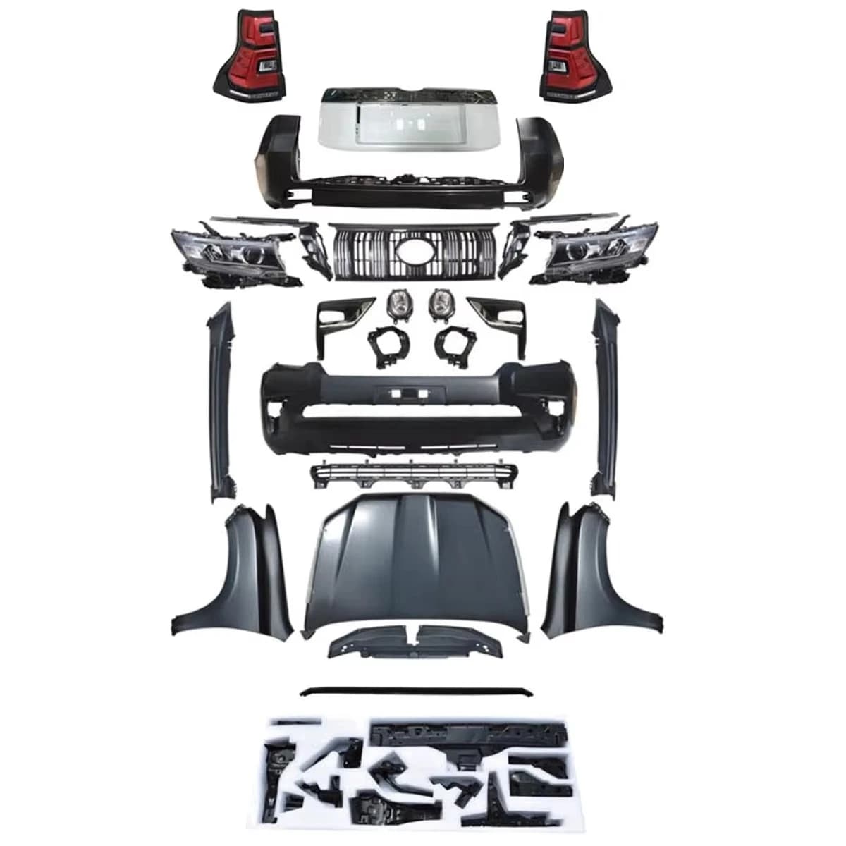 Automotive PP Plastic Bumpers Body Kit for  Prado FJ150 2010-2017 Modified to 2018 Look Like.