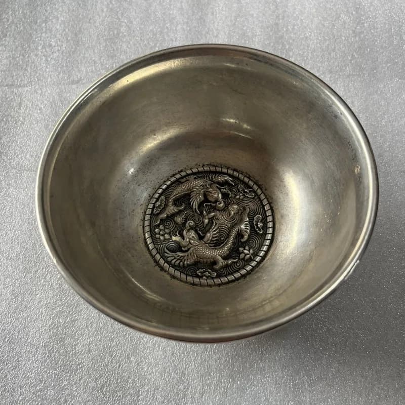Gilded and silver-plated with gemstone inlays, antique copper bowls, collectible vintage items, home decor pieces