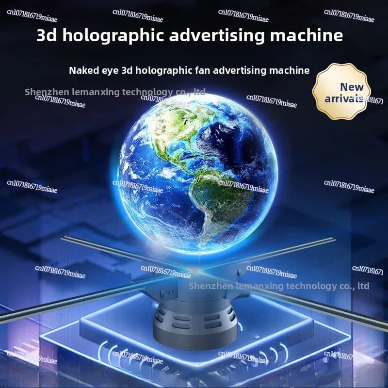 Naked Eye 3d Advertising Machine Led Holographic Fan High Definition Rotating Projector Stereo Suspended Aerial Imaging No