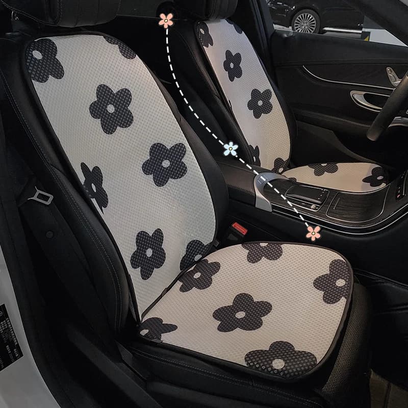 Four Seasons Universal Cartoon Flower Summer Cool Ice Silk Breathable Anti-slip Car Seat Cushion Cover Rear Fart Car Cover