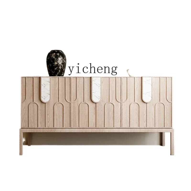 Nordic Log Style Entrance Cabinet Solid Wood Silent Style Sideboard Cabinet